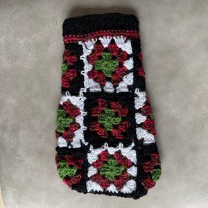 Dog Sweater Black Red White Green Handmade Crochet Small Breeds Granny Chic
